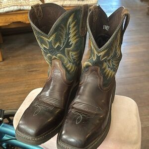 Ariat Men’s 10EE Sierra Square Steel Toe Brown Leather Western Cowboy Boots